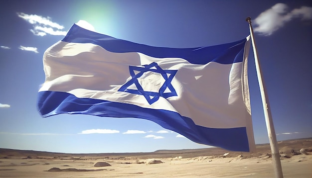 Bandeira de Israel no deserto AI Generative