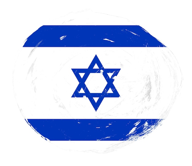 Bandeira de israel pintada em um fundo de pincel de traçado branco angustiado