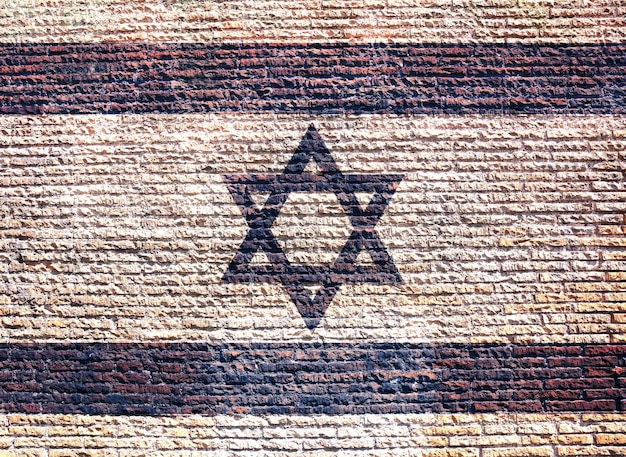 Bandeira de Israel pintada em uma ilustração 3d de parede de tijolos