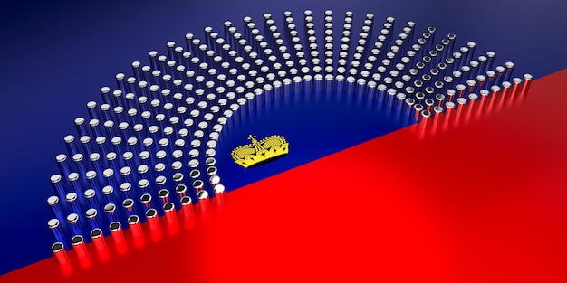 Bandeira de Liechtenstein votando ilustração 3D do conceito de eleição parlamentar