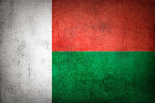 Bandeira de Madagascar com textura grunge.