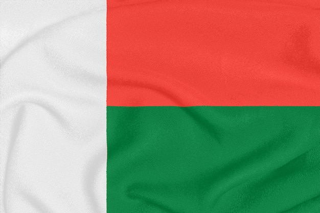 Bandeira de madagáscar em tecido texturizado, símbolo patriótico