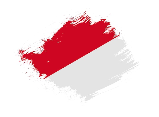Bandeira de Mônaco com efeito de textura de pincel de pintura abstrata no fundo branco