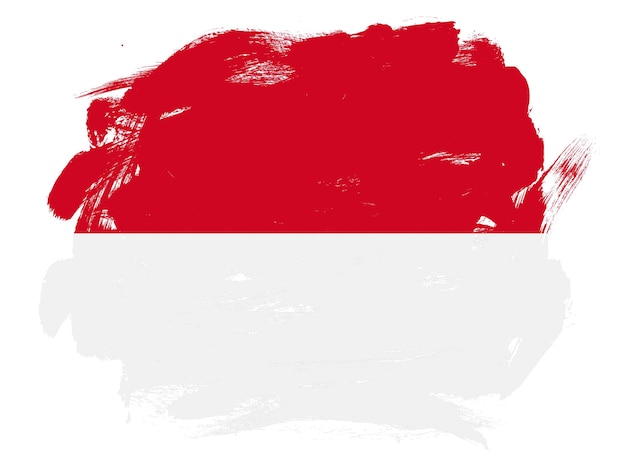 Bandeira de Mônaco em fundo de pincel branco pintado abstrato