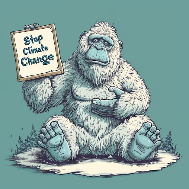 Bandeira de mudança climática com desenho de gorila