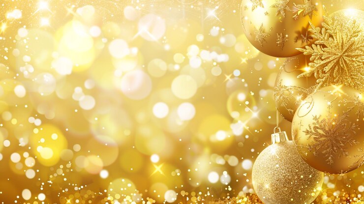 Foto bandeira de natal de ouro realista com decoração de natal