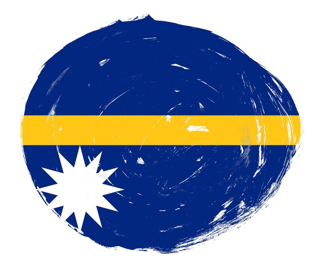 Bandeira de Nauru pintada em um fundo de pincel de traçado branco angustiado