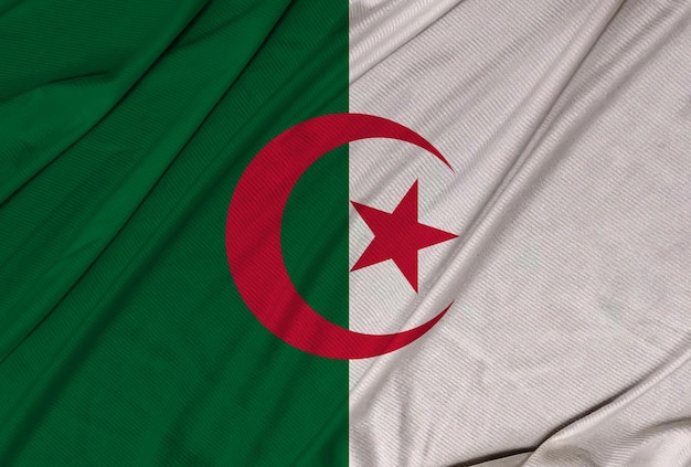 Bandeira de ondulação texturizada 3d realista da argélia