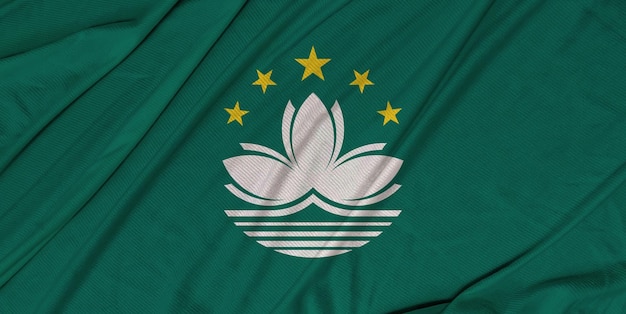 Bandeira de ondulação texturizada 3d realista de Macau
