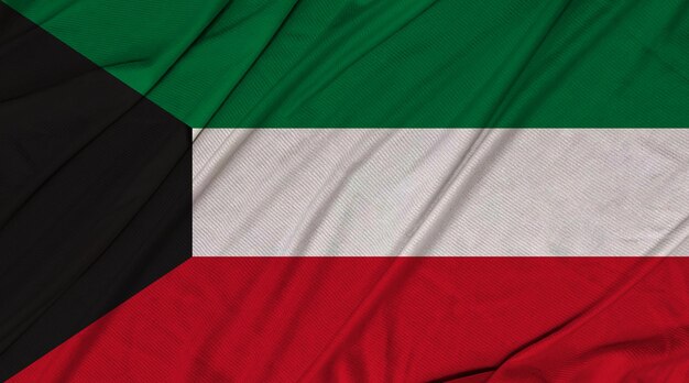 Bandeira de ondulação texturizada 3d realista do Kuwait