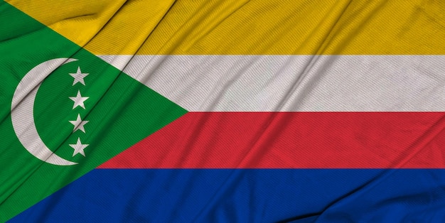 Bandeira de ondulação texturizada de Comores 3d