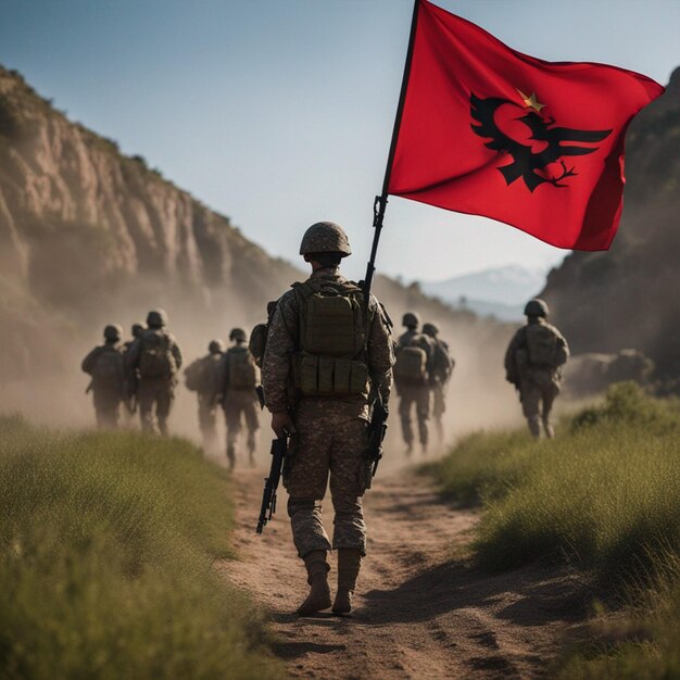 Foto bandeira de país diferente com papel de parede do exército