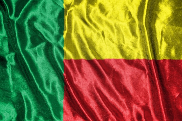 Bandeira de pano Benin Bandeira de cetim Tecido ondulado Textura da bandeira xDxAxDxA