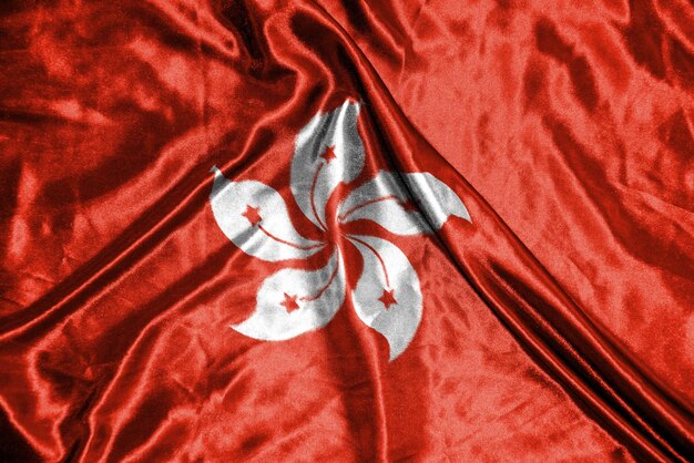 Bandeira de pano de Hong Kong Bandeira de cetim com textura de tecido ondulado da bandeira