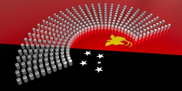 Bandeira de Papua Nova Guiné votando ilustração 3D do conceito de eleição parlamentar