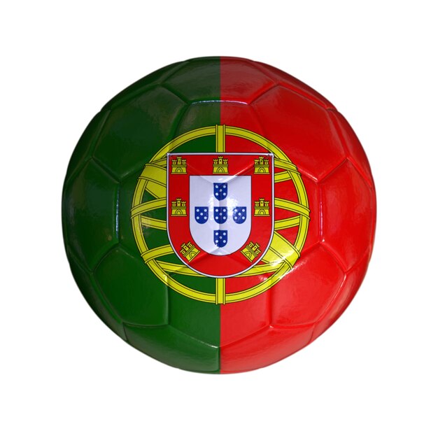 Bandeira de Portugal na bola de futebol e fundo transparente