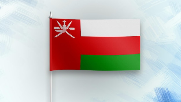 bandeira de renderização 3D de omã em um fundo de textura azul
