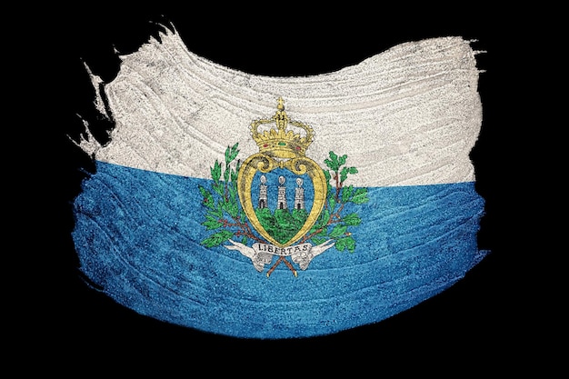 Bandeira de San Marino do grunge. Pincelada de San Marino.