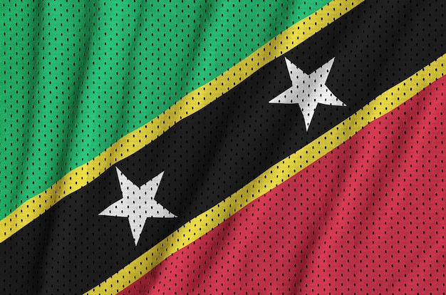 Bandeira de São Cristóvão e Nevis impressa em uma malha de nylon de poliéster sportswe