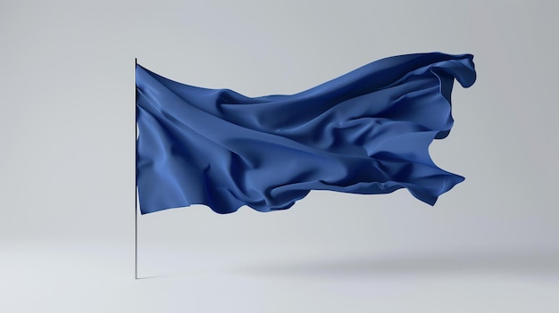 Foto bandeira de seda azul a agitar no vento renderização 3d