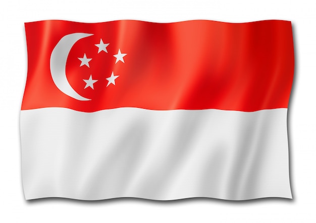 Foto bandeira de singapura isolada no branco