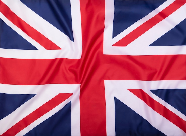 Foto bandeira de tecido do reino unido como plano de fundo ou textura
