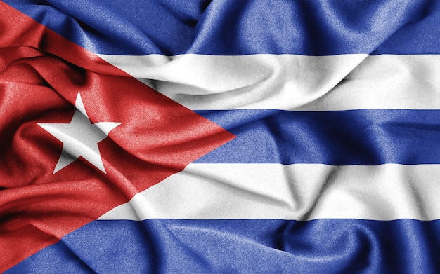 Foto bandeira de textura de tecido cubano. ilustração 3d