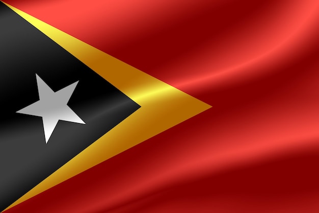 Bandeira de Timor Leste como pano de fundo.