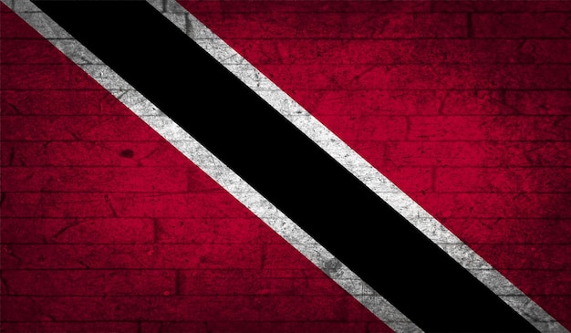 Bandeira de Trinidad e Tobagonian grunge parede de tijolos textura símbolo nacional estilo plano design de concreto