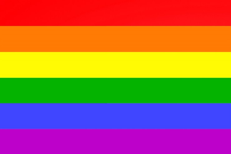 Foto bandeira do arco-íris lgbt. bandeira de lésbicas, gays, bissexuais e transgêneros da organização lgbt. igualdade, amor, conceito de orgulho
