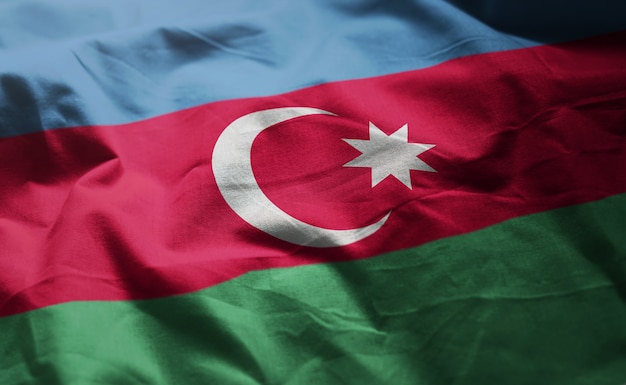 Bandeira do Azerbaijão amarrotada Close Up