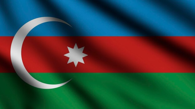 Bandeira do Azerbaijão balançando ao vento com fundo estilo 3d