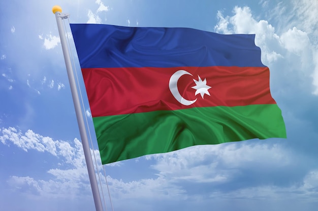 Bandeira do Azerbaijão no fundo do céu