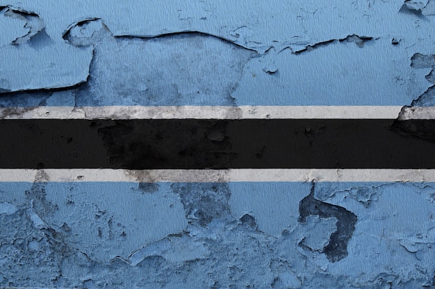 Bandeira do Botswana pintado na parede rachada do grunge