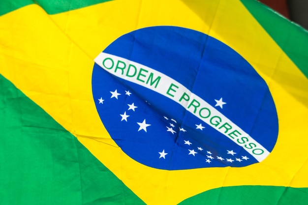 Bandeira do Brasil ao ar livre no Rio de Janeiro Brasil.