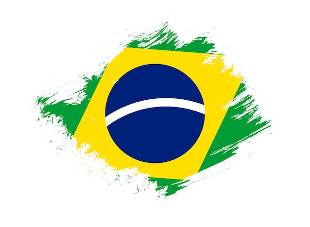 Bandeira do Brasil com efeito de textura de pincel abstrato sobre fundo branco