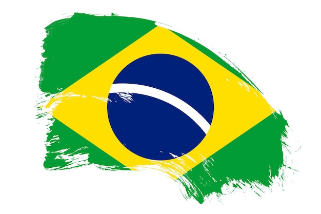 Bandeira do Brasil em fundo branco com efeito de textura de pincel de pintura abstrata