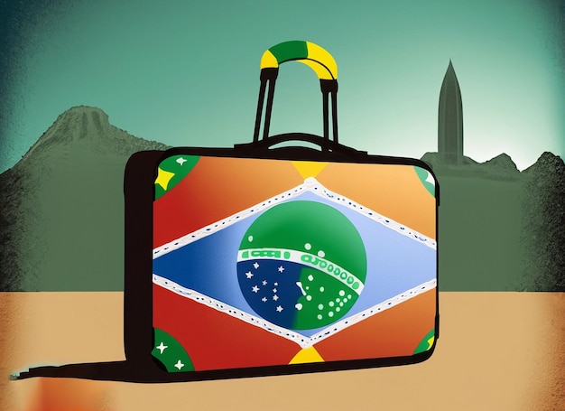 Bandeira do Brasil na mala de viagem