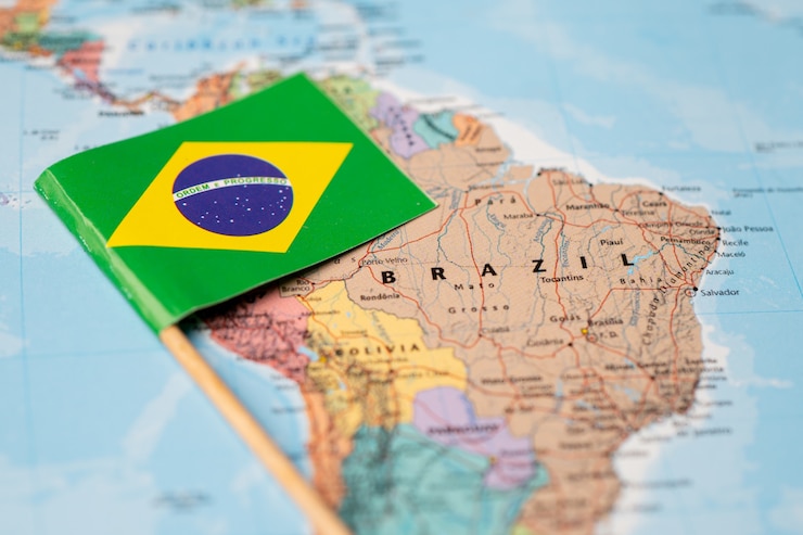 Foto bandeira do brasil no mapa mundial