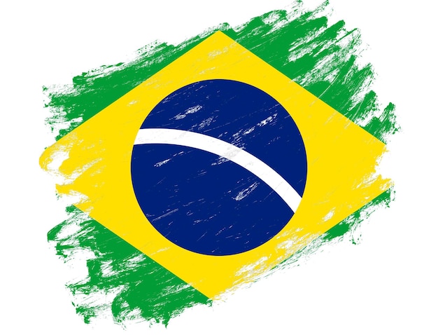 Bandeira do Brasil pintada em um fundo branco de pincelada grunge