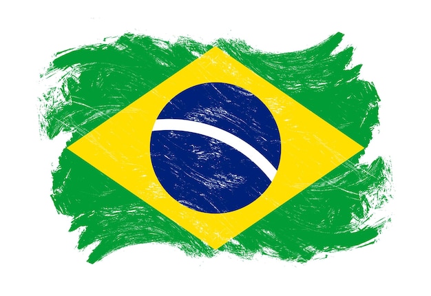 Bandeira do Brasil sobre fundo de pincel branco grunge angustiado