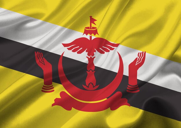 Bandeira do Brunei a agitar no vento