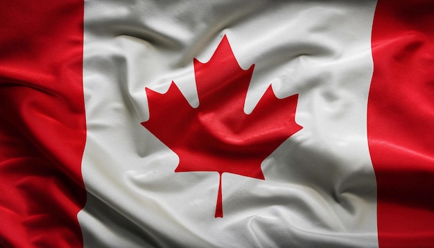 Bandeira do Canadá Bandeira do Canadá com pregas com textura de cetim visível