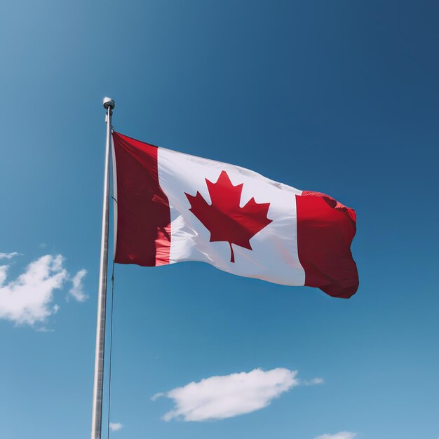 Bandeira do Canadá em céu azul claro Generative ai