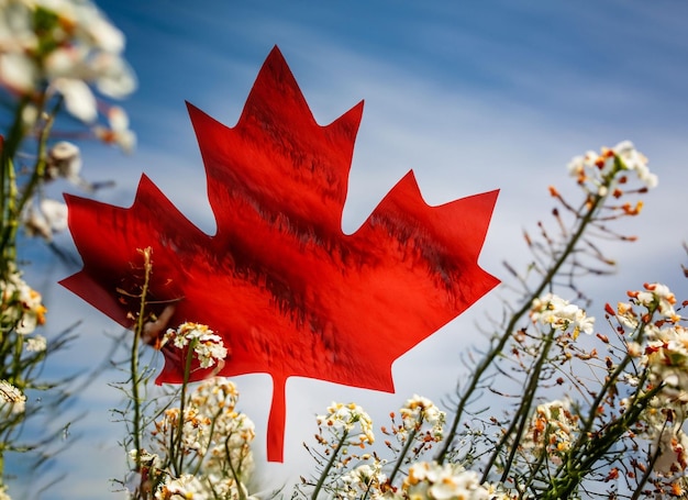 Bandeira do Canadá em um mar Celebração do Dia do Canadá