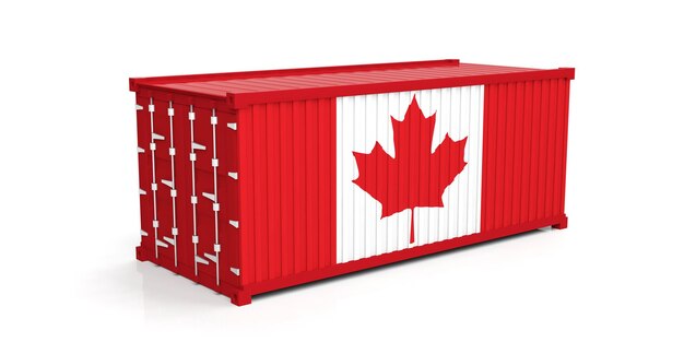 Bandeira do Canadá na ilustração 3d do recipiente