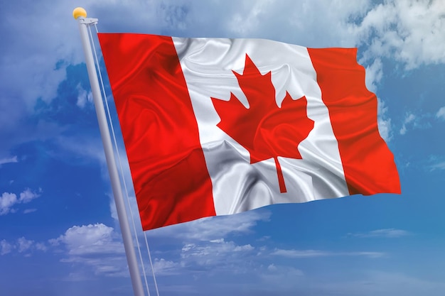 Bandeira do Canadá no fundo do céu