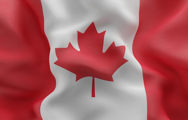 Bandeira do Canadá plano de fundo acenando bandeira renderização em 3d