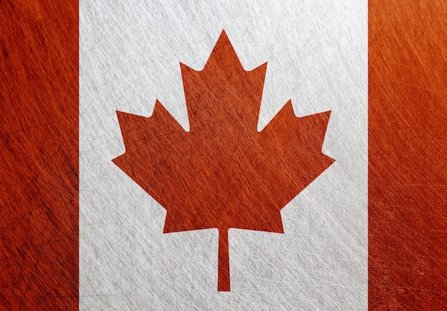 Bandeira do canadá vintage retrô riscado fundo de aço