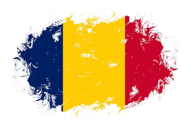 Bandeira do Chade no fundo do pincel de traçado abstrato